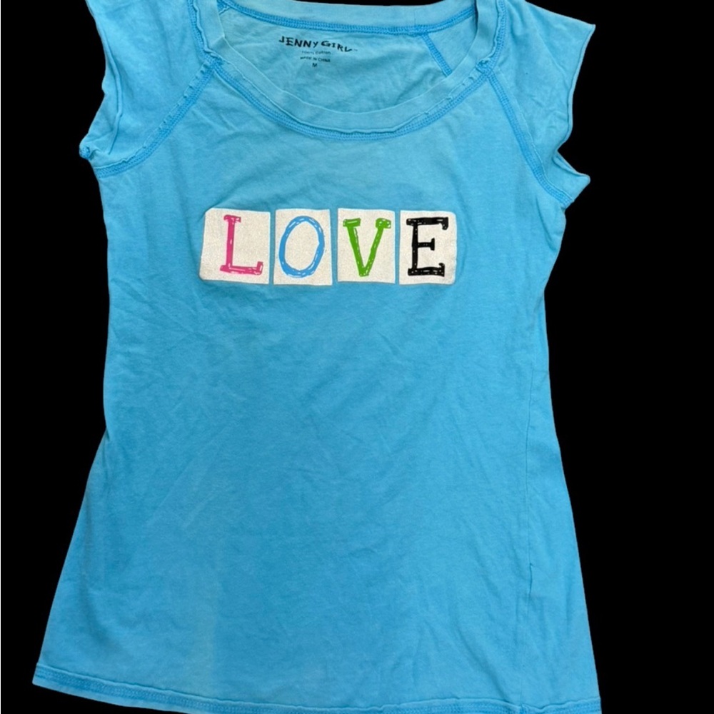 Blue Short Sleeve 'LOVE' Graphic Tee